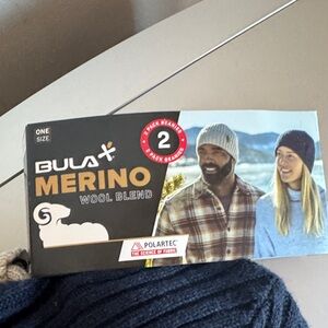 Bula Merino Wool Beanie in Navy and gray